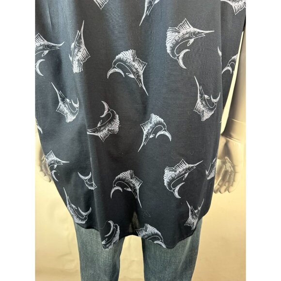 Old Navy Mens Classic Shirt XXL Slim Fit Navy With SailFish Print Cotton - Picture 16 of 16